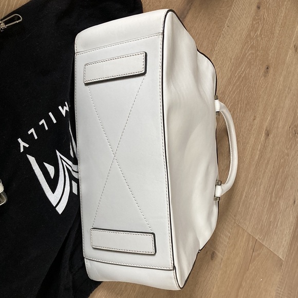 MILLY White Tote Satchel Geometric Multicolor Studs Detachable Strap Handbag - Picture 6 of 6